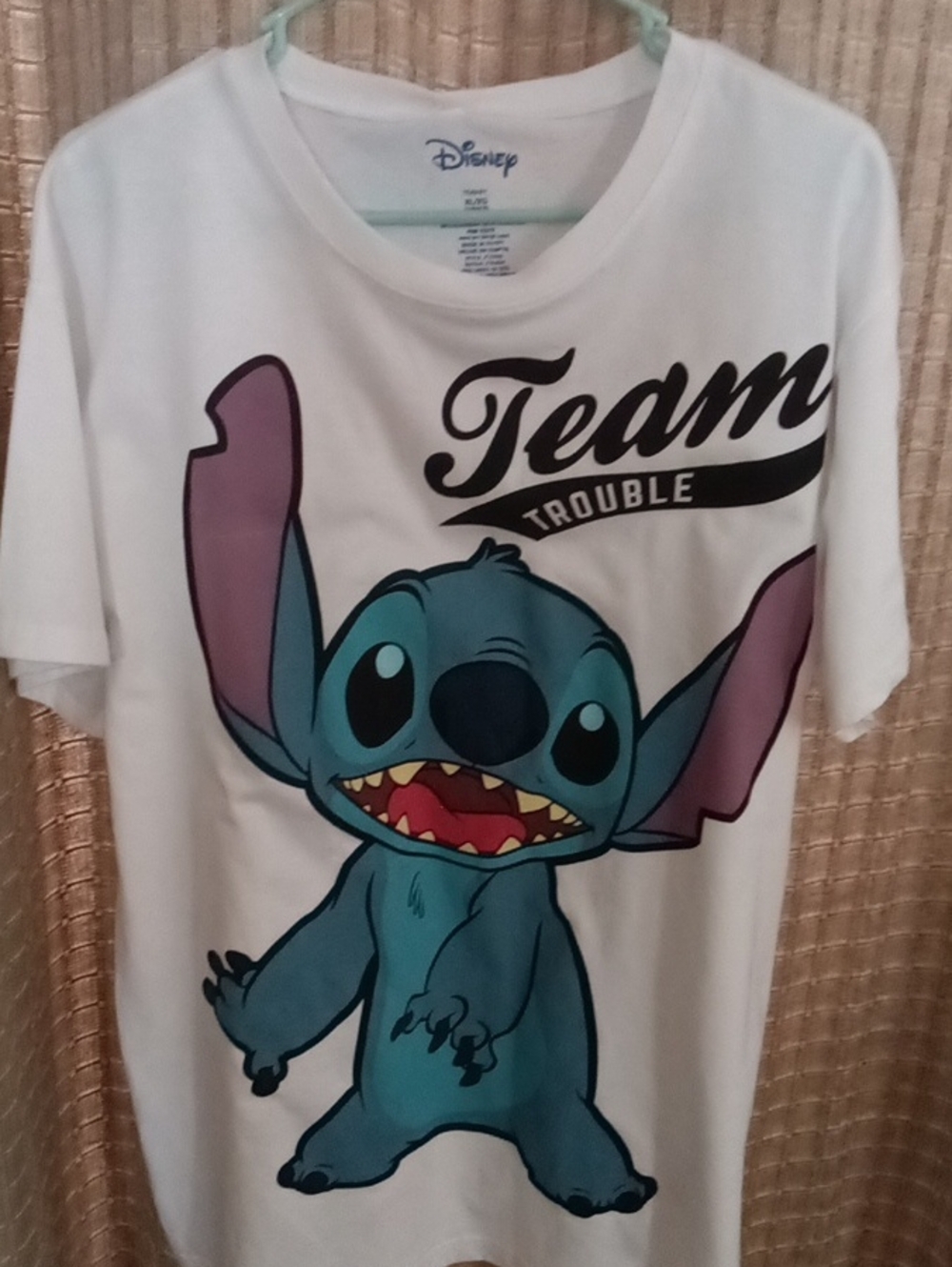 Disney White Men's Stitch "Team Trouble" Graphic Tee